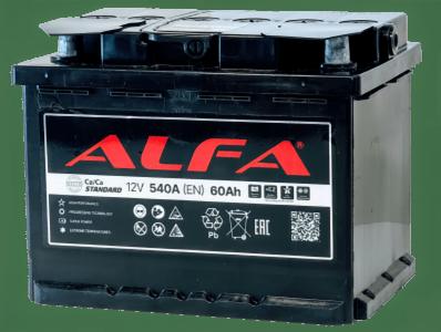 Автомобильный аккумулятор ALFA STANDARD 60Ah 540A R+