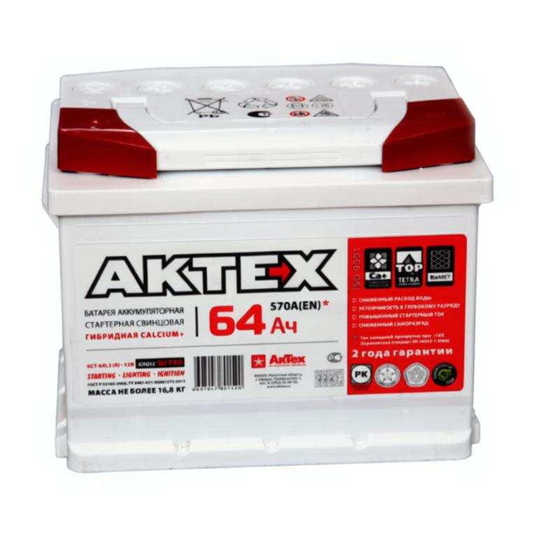 Автомобильный аккумулятор AKTEX 64Ah 570A R+