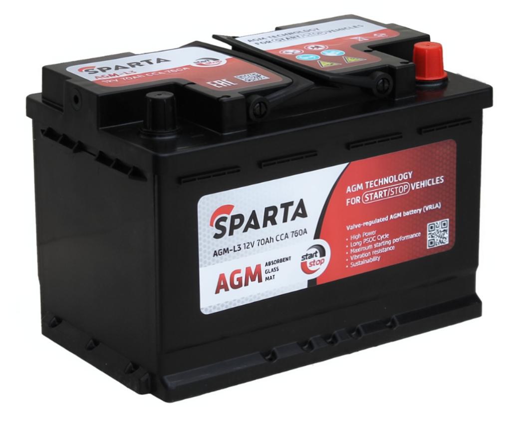 Автомобильный Аккумулятор SPARTA AGM 70Ah R+ 760A