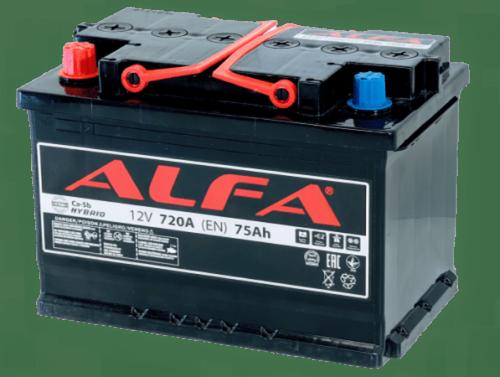 Автомобильный аккумулятор ALFA Hybrid 75Ah 720A L+