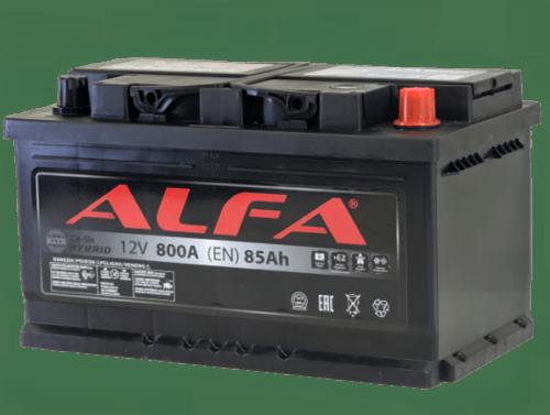 Автомобильный аккумулятор ALFA Hybrid 85Ah 800A R+ низк