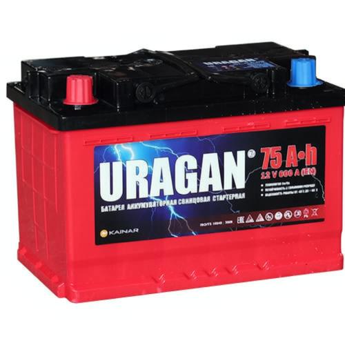 Автомобильный аккумулятор URAGAN 75Ah 600A L+
