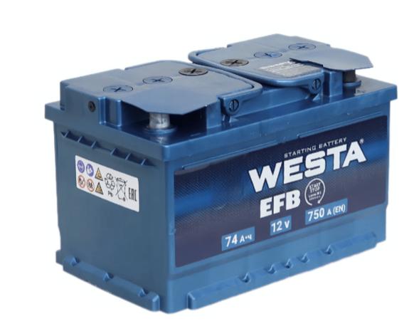 Автомобильный аккумулятор WESTA EFB 74Ah 750A R+ низк.