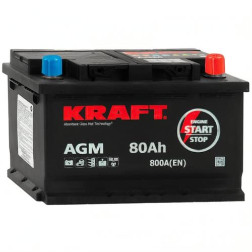 Аккумулятор Kraft AGM / 80Ah / 800А