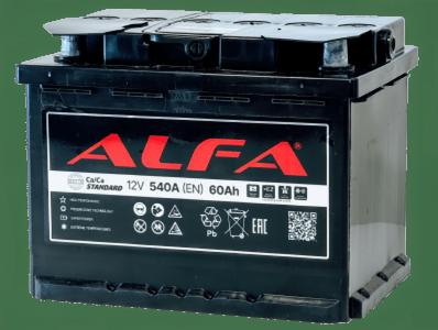Автомобильный аккумулятор ALFA STANDARD 60Ah 540A L+
