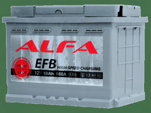 Автомобильный аккумулятор ALFA EFB 66Ah 660A R+
