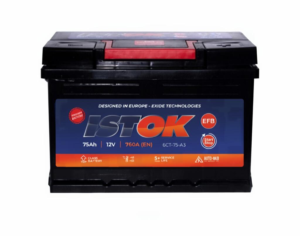 Автомобильный аккумулятор ISTOK EFB 75Ah 760A