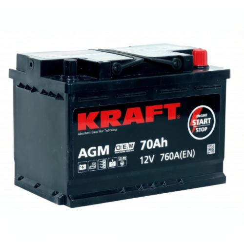 Аккумулятор Kraft AGM / 70Ah / 760А