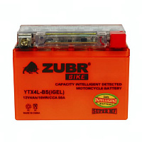 Аккумулятор для мотоцикла ZUBR (4 Ah) 50 A, 12 V Обратная, R+ YTX4L-BS YTX4L-BS (iGEL)ZUBR