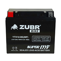 Аккумулятор для мотоцикла ZUBR, 12V, 12Ah, 150 A, Прямая полярность, L+, YTX12-BS