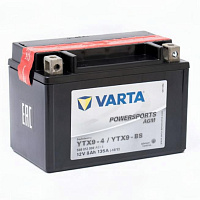 Аккумулятор для мотоцикла Varta Powersports AGM (8 Ah) 135 A, 12 V Прямая, L+ YTX9-BS 508012008-549635