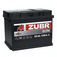 Аккумулятор Zubr Ultra 55 Ah, 530 A, 12 V, Обратная полярность, R+, L2, 1014103
