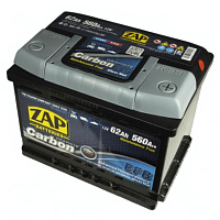Аккумулятор ZAP CARBON EFB 62 Ah, 550 A, 12 V Обратная, R+ L2
