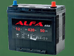 Автомобильный аккумулятор ALFA Asia 50Ah 420A R+