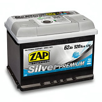 Аккумулятор ZAP PREMIUM (62 Ah) 520 A, 12 V Обратная, R+ L2 ZAP 562 35