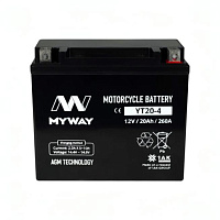 Аккумулятор для мотоцикла MYWAY (20 Ah) 260 A, 12 V Обратная, R+ YT20-4 YT20-4 (MYWAY)