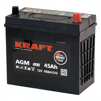 Аккумулятор KRAFT (45 Ah) 450 A, 12 V Обратная, R+ JIS B24 LPG12-45