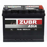 Аккумулятор Zubr Ultra Asia 70 Ah, 600 A, 12 V, Обратная полярность, R+, D26, ZU700JS