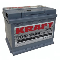 Аккумулятор KRAFT (55 Ah) 520 A, 12 V Обратная, R+ S L2 055 10B13