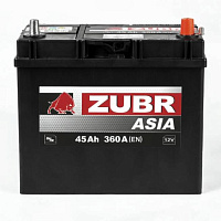 Аккумулятор Zubr Clarios 45 Ah, 360 A, 12 V, Обратная полярность, R+, B24