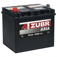 Аккумулятор Zubr Ultra Asia 60 Ah, 550 A, 12 V, Прямая полярность, L+, D23