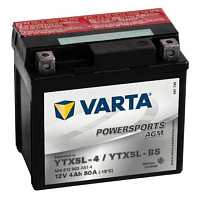 Аккумулятор для мотоцикла Varta Powersports AGM (4 Ah) 80 A, 12 V Обратная, R+ YTX5L-BS 504012003-549623