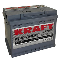 Автомобильный Аккумулятор KRAFT Classic 60Ah R+ 560A низкий