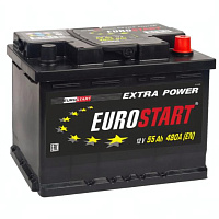Аккумулятор EUROSTART Extra Power (55 Ah) 480 A, 12 V Обратная, R+ L2 EU550E