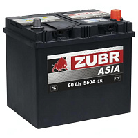 Аккумулятор Zubr Ultra Asia 60 Ah, 550 A, 12 V, Обратная полярность, R+, D23, ZU600JS