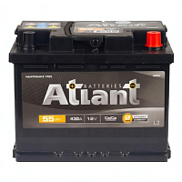 Аккумулятор ATLANT Black (55 Ah) 430 A, 12 V Обратная, R+ L2 AB550SU