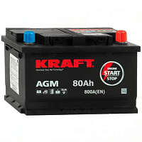 Аккумулятор Kraft AGM / 80Ah / 800А