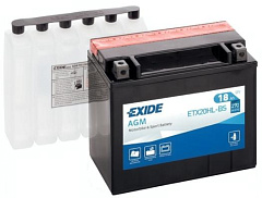 Аккумулятор EXIDE AGM moto 18Ah 270A ETX20HL-BS R+ (175x90x155)