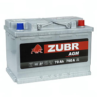 Аккумулятор Zubr AGM 70 Ah, 760 A, 12 V, Обратная полярность, R+, L3