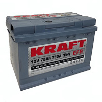 Аккумулятор KRAFT EFB 75 Ah, 750 A, 12 V Обратная, R+