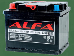Автомобильный аккумулятор ALFA Hybrid 55Ah 480A L+