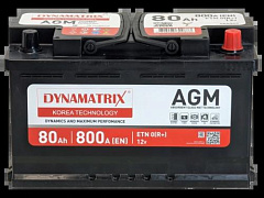 Автомобильный аккумулятор DYNAMATRIX KOREA AGM 80 Ah 800A