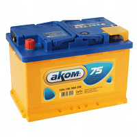 Аккумулятор AKOM 6CT (75 Ah) 700 A, 12 V Прямая, L+ L3 6CT-75VL