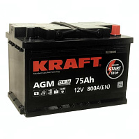 Аккумулятор KRAFT (75 Ah) 800 A, 12 V Обратная, R+ L3 AGM-L3;