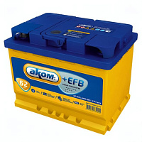 Аккумулятор AKOM +EFB (62 Ah) 600 A, 12 V Обратная, R+ L2 6СТ-62VL
