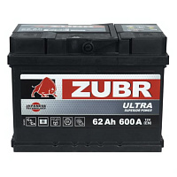 Аккумулятор Zubr Ultra 62 Ah, 600 A, 12 V, Обратная полярность, R+, LB2, 1014105