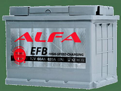 Автомобильный аккумулятор ALFA EFB 60Ah 620A R+