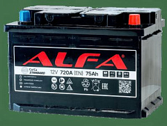 Автомобильный аккумулятор ALFA STANDARD 75Ah 720A R+