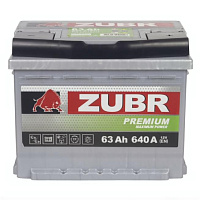 Аккумулятор Zubr Premium 63 Ah, 640 A, 12 V, Обратная полярность, R+, L2