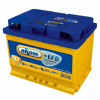 Аккумулятор AKOM +EFB (62 Ah) 600 A, 12 V Прямая, L+ L2 6СТ-62VL