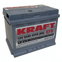 Аккумулятор KRAFT EFB 66 Ah, 650 A, 12 V Обратная, R+