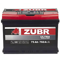 Аккумулятор Zubr Ultra 75 Ah, 760 A, 12 V, Обратная полярность, L3, ZU750SK