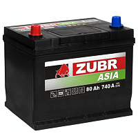 Аккумулятор ZUBR (80 Ah) 740 A, 12 V Прямая, L+ D26 ZU801JP