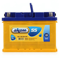Аккумулятор AKOM 6CT (55 Ah) 520 A, 12 V Обратная, R+ LB2 6СТ-55VL