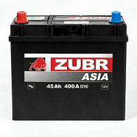 Аккумулятор Zubr Ultra Asia 45 Ah, 400 A, 12 V, Прямая полярность, L+, B24, ZU451JS