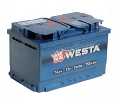 Автомобильный аккумулятор WESTA 74Ah 750A R+ низк.